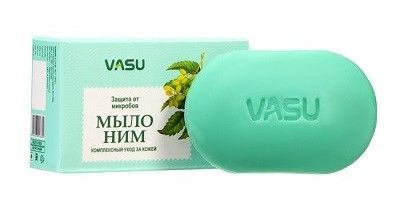 Мыло Ним, защита от микробов, 75гр., Васу. Индия.