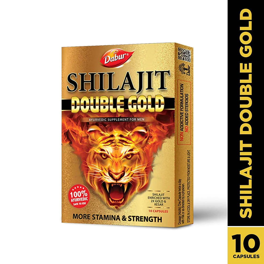 ШИЛАДЖИТ ДАБЛ ГОЛД, АЮРВЕДИЧЕСКАЯ ДОБАВКА ДЛЯ МУЖЧИН, 10 КАП, SHILAJIT DOUBLE GOLD