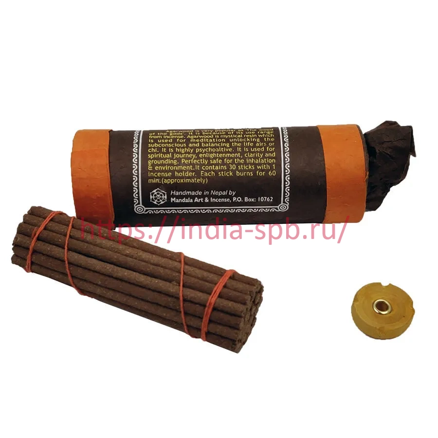 Непальское благовоние Ancient Tibetan Agarwood, 30 палочек и подставка, Непал..