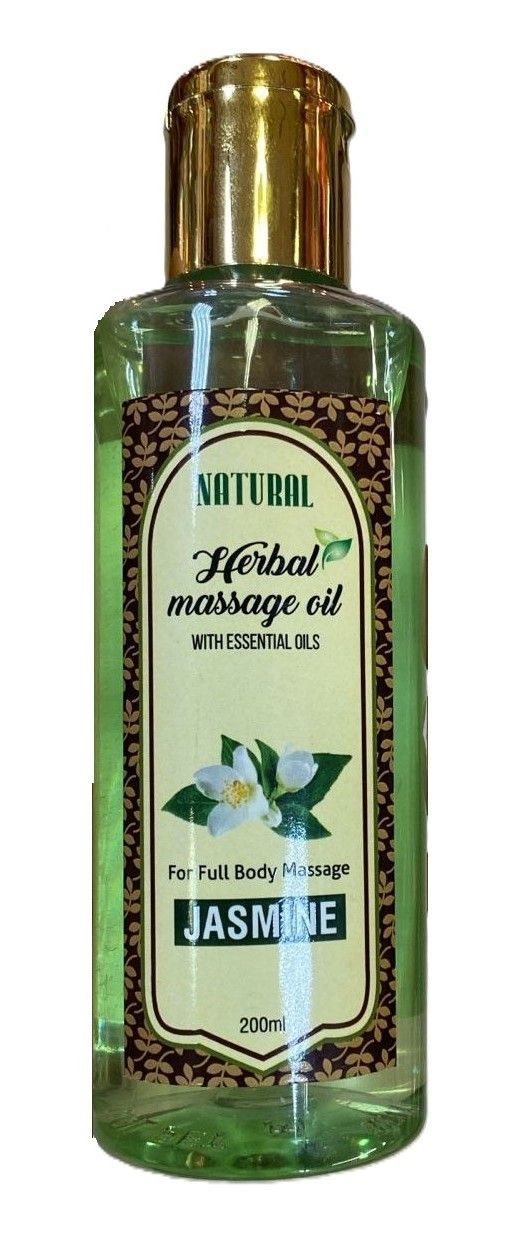 Натуральное травяное массажное масло Жасмин с эфирными маслами, 200мл. Natural herbal massage oil Jasmine. Индия.