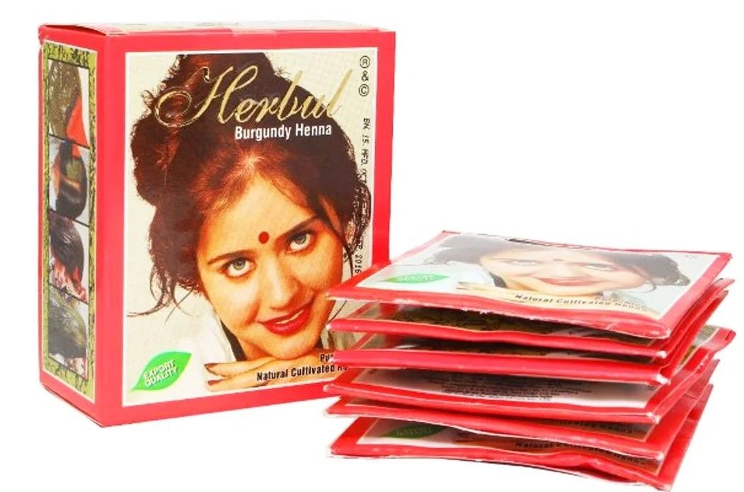 (Индийская хна для волос БУРГУНДИ, Хербул), BURGUNDY Henna, Herbul 1 уп. (6 пак. по 10 г.) 