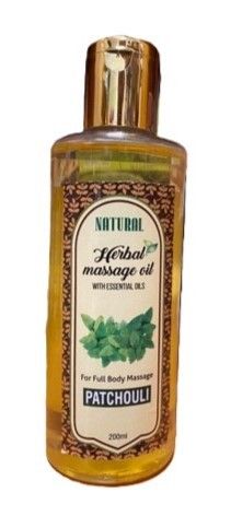 Натуральное травяное массажное масло Пачули с эфирными маслами, 200мл. Natural herbal massage oil Patch. Индия.