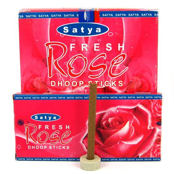 Безосновные благовония Роза+подставка, 20г. Satya Rose Dhoop Sticks.