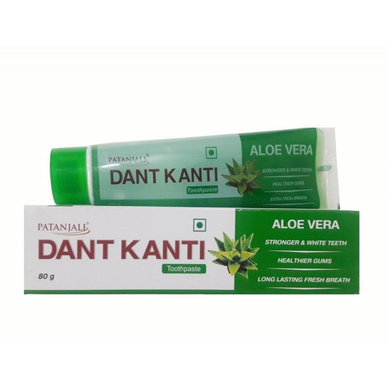 Патанджали аюрведическая зубная паста Дент Канти Алоэ Вера, 80 г,  Dant Kanti Aloe Vera Toothpaste, 80 g, Patanjali