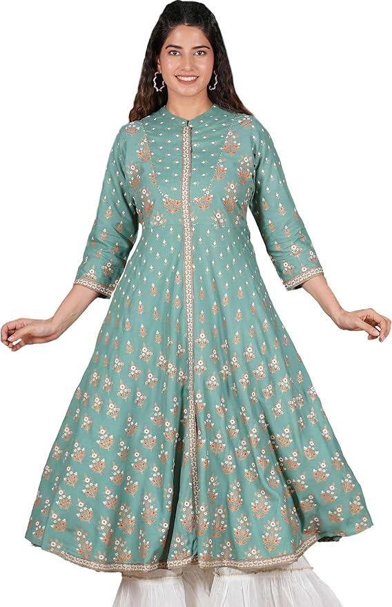 Женская туника-платье Anarkali из вискозы с цветочным принтом L, XL