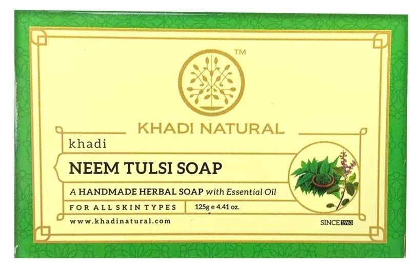 Кхади ручной работы Ним и Тулси, в упаковке.125гр. Neem Tulsi Soap Khadi 