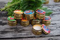Духи сухие в латунной шкатулке роспись эмалью Жимолость, Honey Suckle (вес 4 гр) 