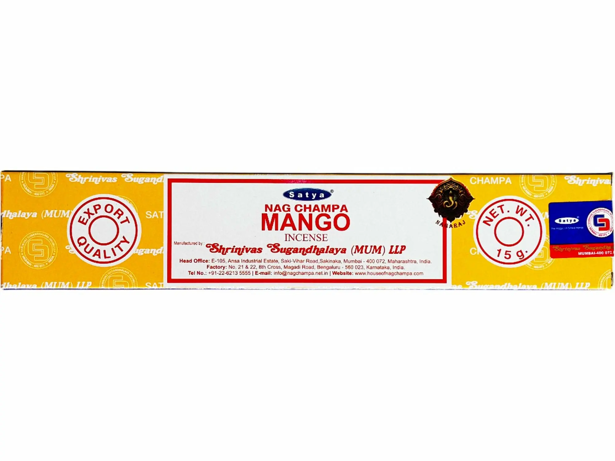 Благовония палочки Satya Манго (Mango), 15 г
