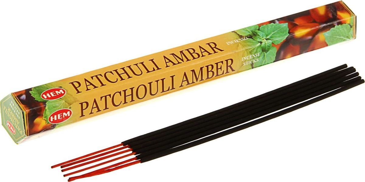Пачули Амбер благовония Хем, 20шт.в уп. Patchouli Amber Hem.