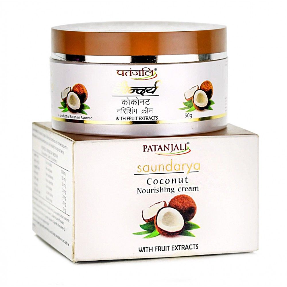 Патанджали крем питательный для лица Саундарья с Кокосом, 50г. Patanjali Saundarya Сoconut Nourishing cream.