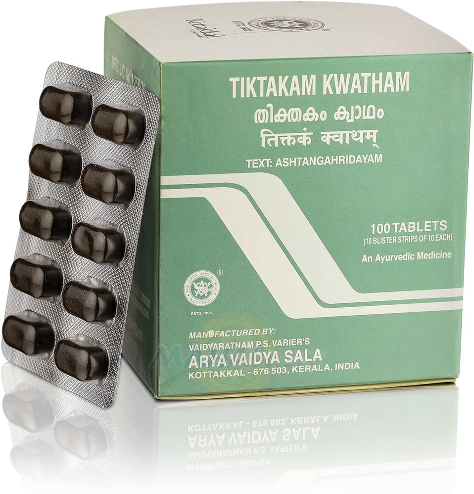 Тиктакам Кватхам, при кожных заболеваниях, 100 шт, Коттаккал ; Tiktakam Kwatham, Kottakkal Ayurveda