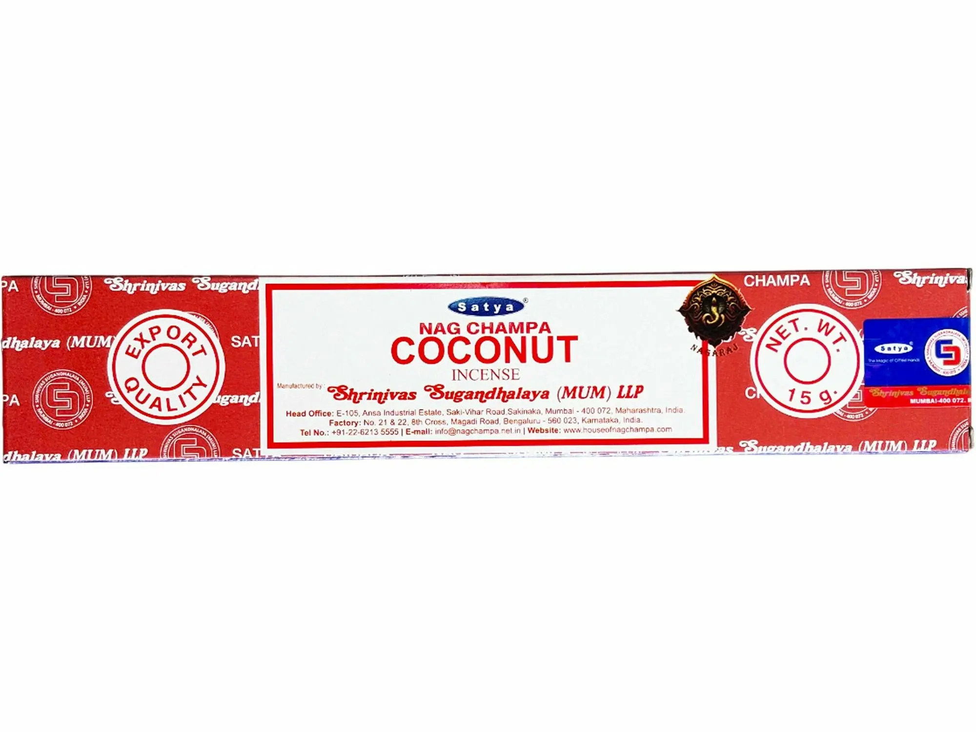 Благовония палочки Satya Кокос (Coconut), 15 г