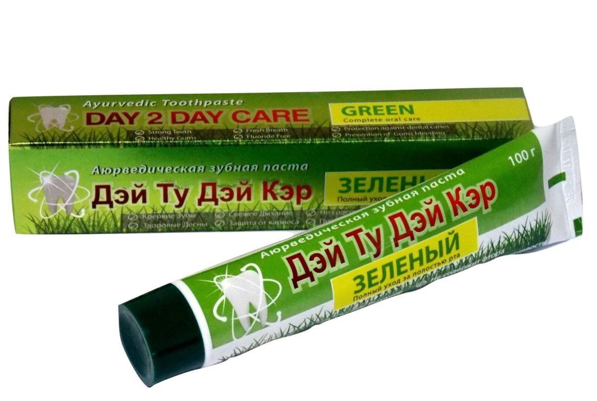 Дэй Ту Дэй аюрведическая зубная паста Зеленый от зубного камня,100г.