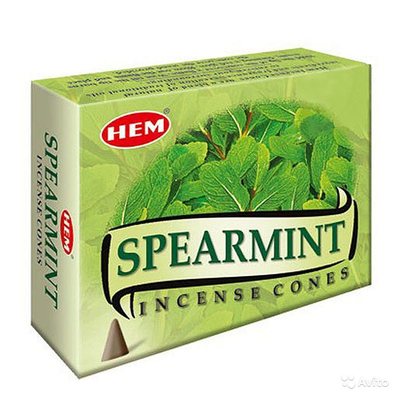 Hem Incense CONES SPEARMINT (Благовония конусы МЯТА, Хем), уп. 10 конусов.