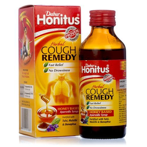 Хонитус с медом и тулси сироп от кашля, Дабур, 100мл. Dabur Honitus Cough Syrop.