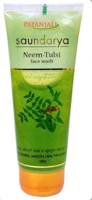  Саундарья с Нимом и Туласи Патанджали гель для умывания  , 100г.  Patanjali Saundarya Neem -Tulsi face wash.