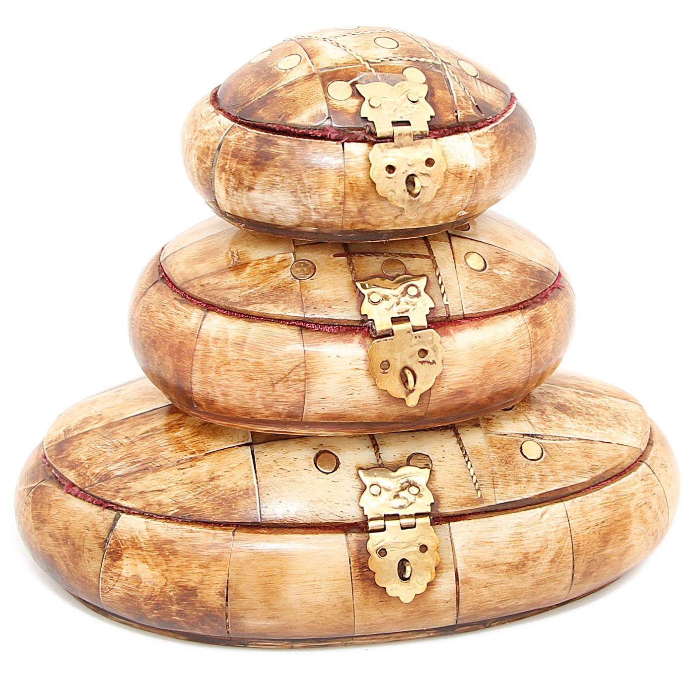 Шкатулки с инкрустацией (кость) (набор из 3шт)