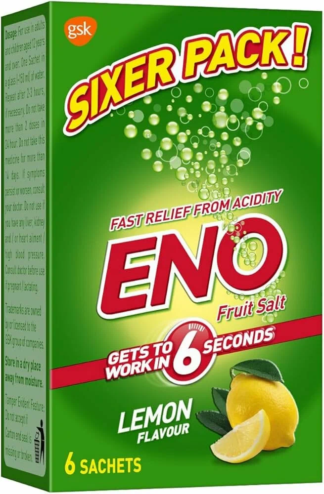 Фруктовая соль от изжоги ЭНО с ароматом лимона (ENO Fruit Salt LEMON Flayour), 6 саше