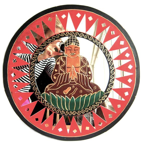 Панно-Зеркало Будда, дерево, 40см.