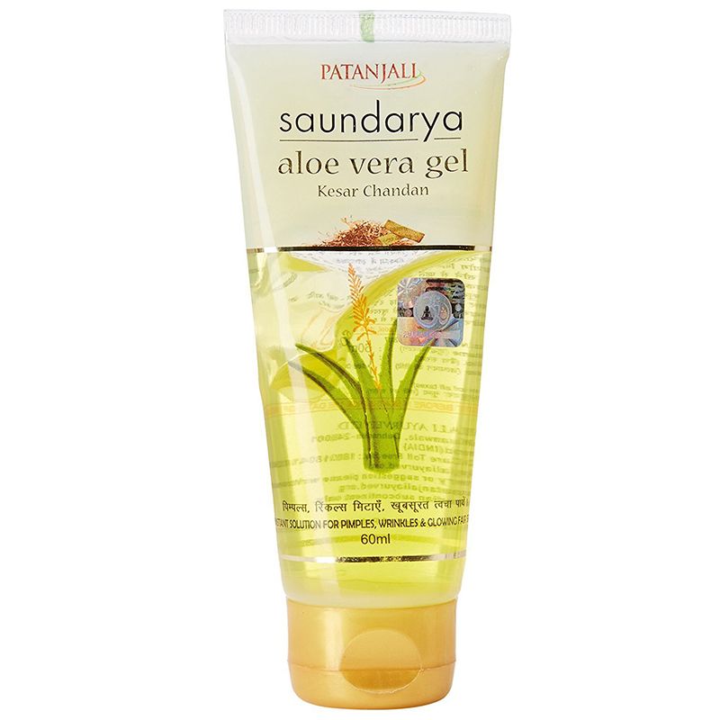 Патанджали  гель Алое Вера Саундарья с шафраном и сандалом, 150мл, Saundarya Aloe Vera Gel Kesar Chandan, Patanjali.