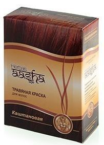 Ааша травяная краска для волос Каштановая, 6 пак. по 10г. Aasha Herbals.