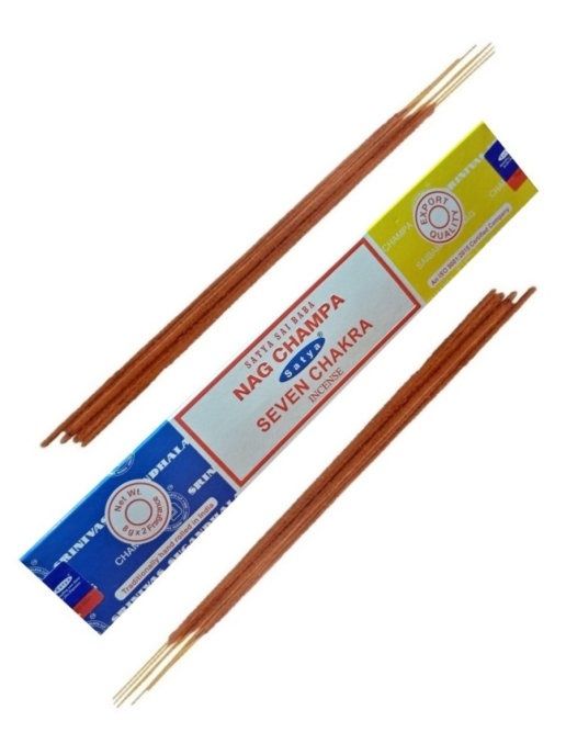 Сатья благовония Комбо Наг Чампа и Седьмая Чакра, 16г. Satya Combo Nag Champa & Seven Chakra.