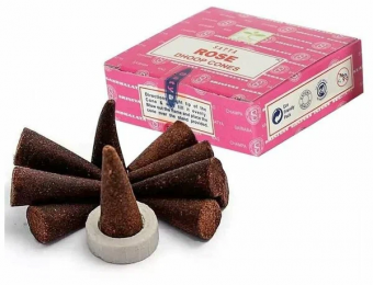 Сатья конусы Роза, 12шт+ подставка. Satya cones  Rose.